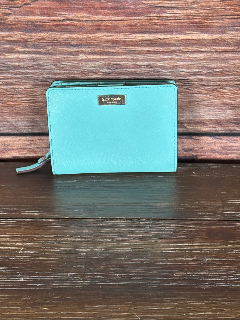 kate spade Turquoise Zip-Around Saffiano Wallet